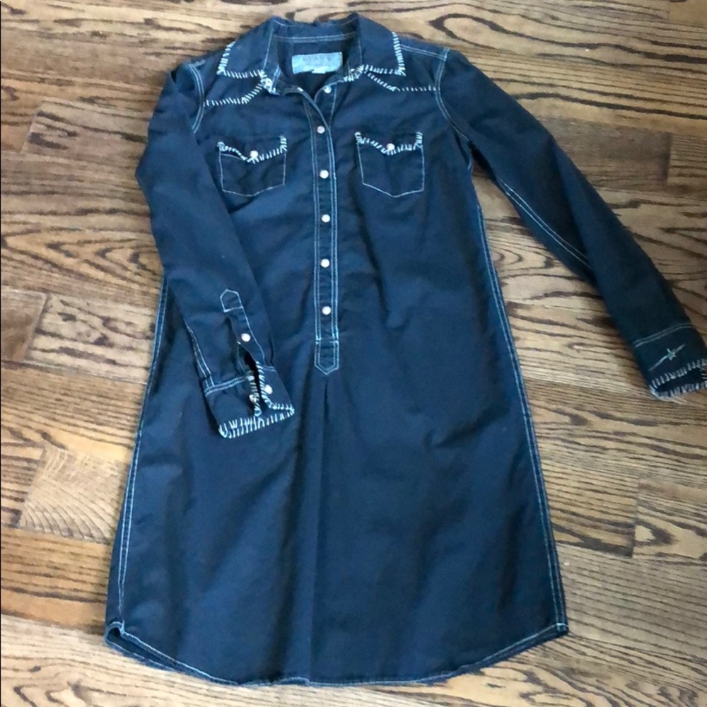 EUC western button-up, long-sleeve denim dress